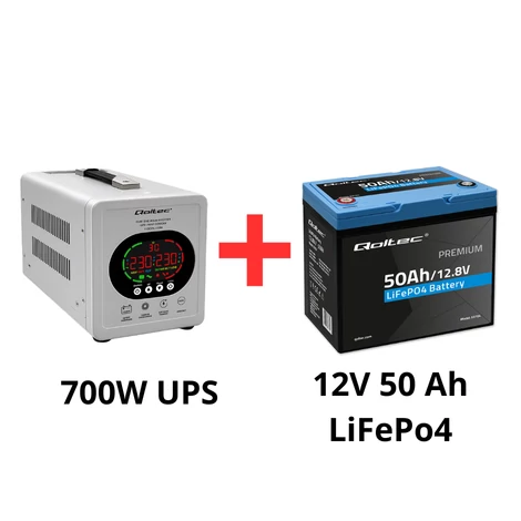 Qltec Szünetmentes tápegység keringető szivattyúkhoz 720W + 50Ah LiFePo4 akkumulátor csomag