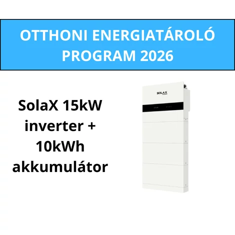 Otthoni Energiatároló Program 2026 csomagajánlat - Solax 3 fázisú 15kW hibrid inverter + 10kWh akkumulátor