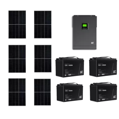 Szigetüzemű napelemes MPPT rendszer csomag / szett 48V DC 3000W AGM 100Ah Akkumulátor 4db 6x405W napelem