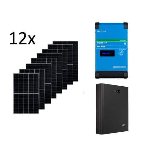 Szigetüzemű napelemes MPPT rendszer csomag / szett Victron Energy EASYSOLAR-II 48V 5000VA / 4000W PowerNest Energiatároló 12x405W napelem