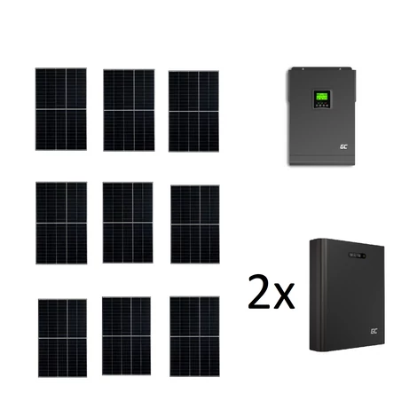 Szigetüzemű napelemes MPPT rendszer csomag / szett 48V DC 3000W 2db Green Cell Powernest energiatárolóval 9x405W napelem