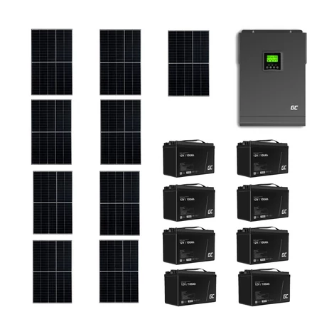 Szigetüzemű napelemes MPPT rendszer csomag / szett 48V DC 3000W AGM 100Ah Akkumulátor 8db 9x405W napelem