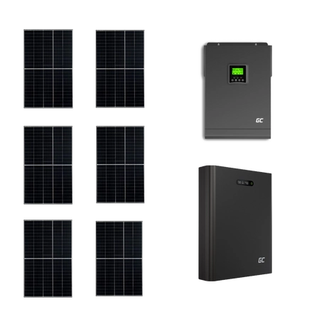Szigetüzemű napelemes MPPT rendszer csomag / szett 48V DC 3000W Green Cell Powernest energiatárolóval 6x405W napelem