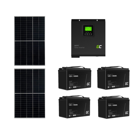 Szigetüzemű napelemes MPPT rendszer csomag / szett 24V DC 3000W AGM 100Ah Akkumulátor 4db 2x400W napelem