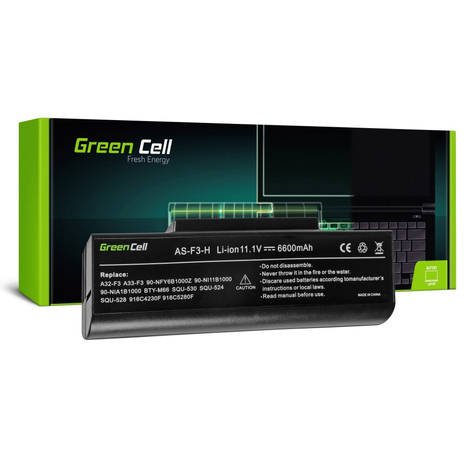 Green Cell Battery for Asus F2 F2J F3 F3S F3E F3F F3K F3SG F7 M51 / 11,1V 6600mAh