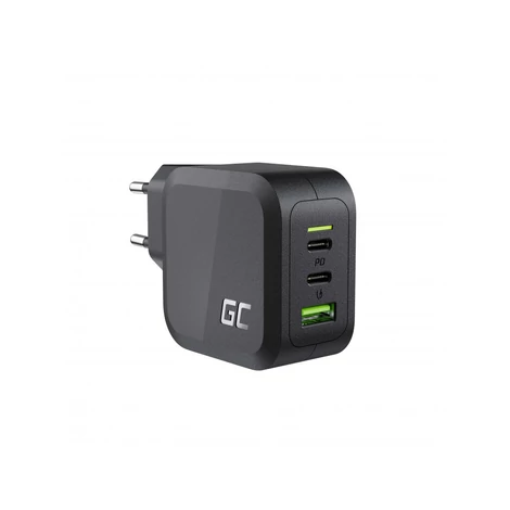 Rýchla nabíjačka Green Cell GaN PowerGaN 2x USB-C PD + 1x QC 3.0 65W EU (čierna)