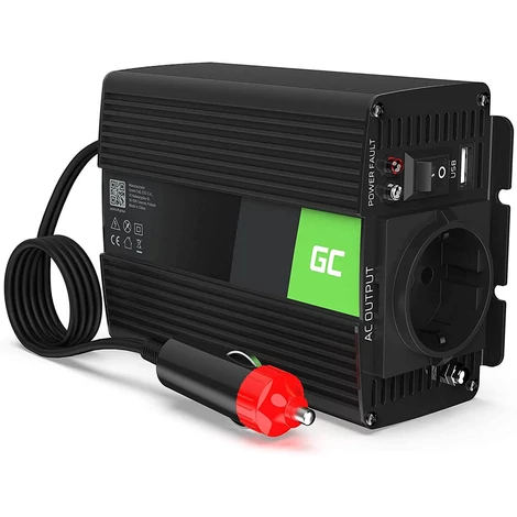 Green Cell Autós Teljesítmény Inverter 24V-ról 230V-ra feszültségátalakító (feszültség növelő) 150W / 300W tiszta szinusz