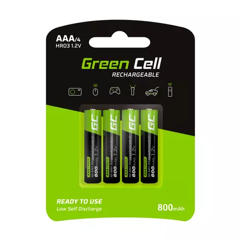 Green Cell 4x akkumulátor újratölthető elem AAA HR03 800mAh