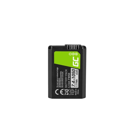Green Cell Digitális Kamera akkumulátor Sony Alpha A7 A7R, A7R II, A7S, A7S II, A5000, A5100, A6000 7.4V 1050mAh, A7 II