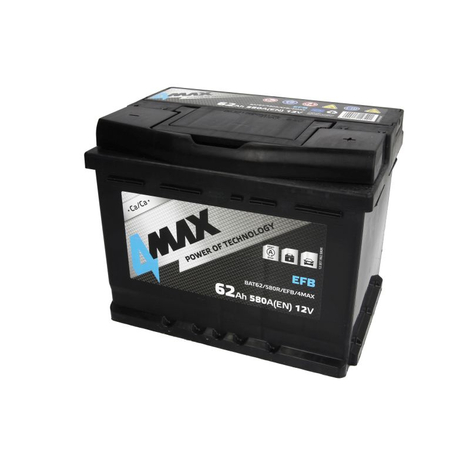4MAX BAT62/580R/EFB/4MAX 62Ah 580A R+ Car battery