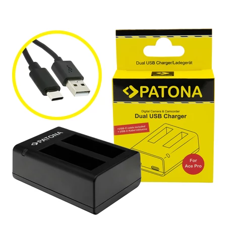 PATONA USB duálna nabíjačka pre Insta360 Ace / Ace Pro vrátane USB-C kábla