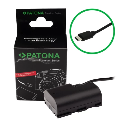 PATONA Premium USB-C bemeneti akkumulátor adapter Canon LP-E6 LP-E6N LP-E6NH XC10 EOS R EOS 80D 7D 70D 6D készülékhez