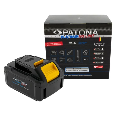 PATONA Platinum 18V batéria Dewalt DCB184 pre sériu Dewalt XR s USB-C PD65W vstupom a výstupom