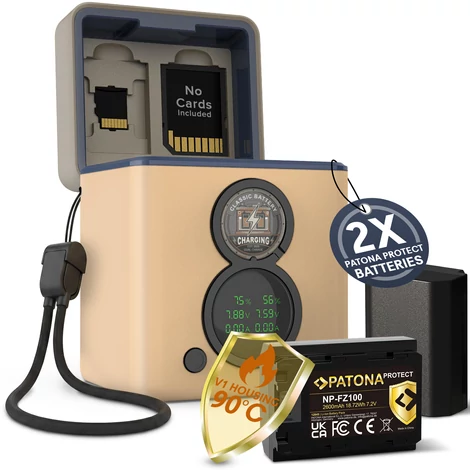 PATONA PROTECT Retro Dual Charger Box incl. 2x Baterii pentru Sony NP-FZ100