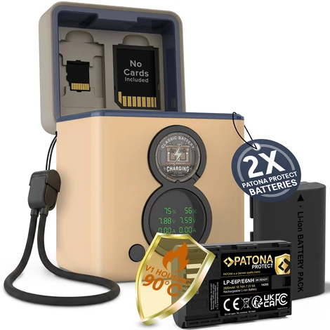 PATONA PROTECT Retro Dual Charger Box incl. 2x Baterii pentru Canon LP-E6P/NH