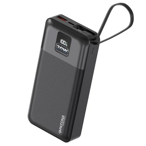 Baterie externă PATONA Premium Power Bank Stark 6.0 PD30W 20.000mAh cu cablu USB-C integrat