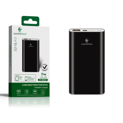 SAATCHITECH 4000mAh kisméretű külső akkumulátor - fekete