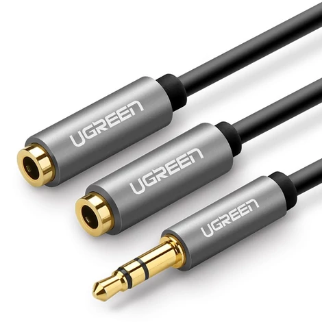 UgreenXXX 3,5 mm mini jack AUX distribučný kábel 20 cm - strieborný (10532)