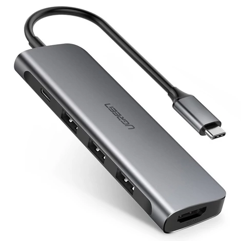 Ugreen multifunkcionális HUB USB Typ C 3.0 Power Delivery 3x USB 3.0 / HDMI - Szürke (50209)