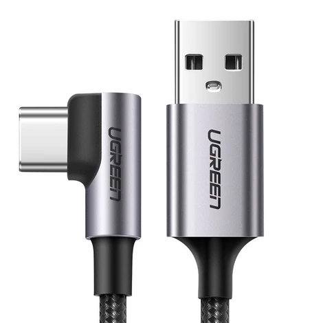 Ugreen USB - USB Type C derékszögű adat és töltőkábel 1m 3A - Szürke (50941)