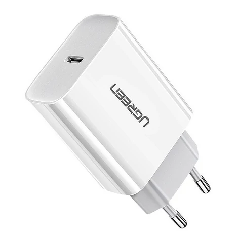 Ugreen USB C Power Delivery 3.0 Quick Charge 4.0+ gyorstöltős hálózati fali töltő 18W 3A - Fehér (60450)