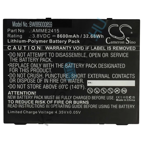Náhrada batérie tabletu VHBW pre Zebra AMME2415 - 8600 mAh 3,8 V Li-polymer