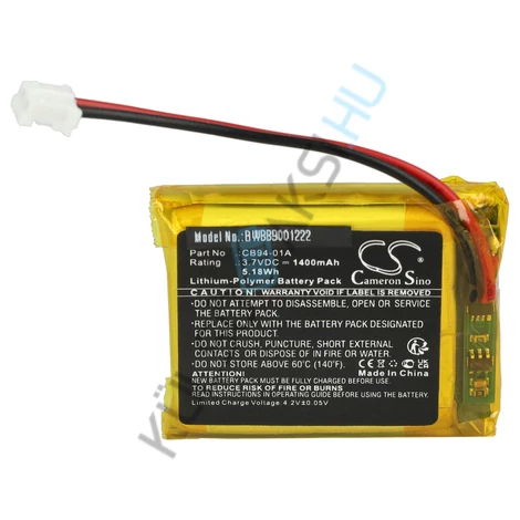 VHBW bébiőrző csere akkumulátor Motorola CB94-01A-hoz - 1400 mAh 3,7 V Li-polimer