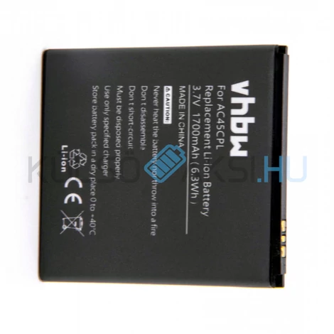 VHBW Telefon akkumulátor akku Archos AC45CPL, AL45CPL - 1700mAh, 3.7V, Li-ion
