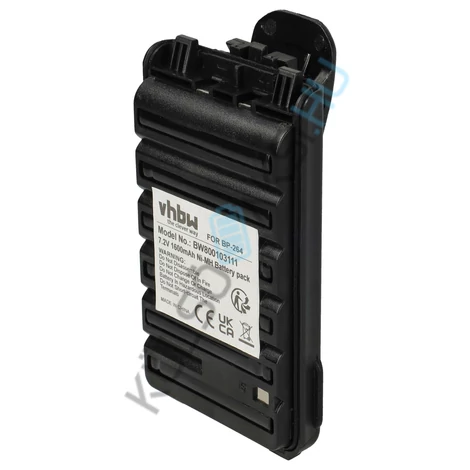 VHBW rádió csere akkumulátor az Icom BP-264-hez - 1600 mAh 7,2 V NiMH + övcsipesz