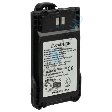 VHBW rádió csere akkumulátor Kenwood KNB-63L, KNB-65L - 1000 mAh 7,4 V Li-Ion + övcsipesz