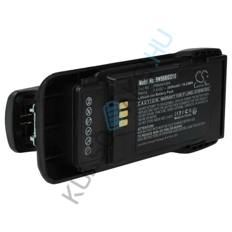 VHBW rádió csere akkumulátor Motorola PMNN4600A, PMNN4598A - 2600 mAh 7,4 V Li-Ion + övcsipesz