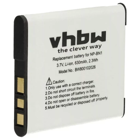 Batéria VHBW nahrádza Sony NP-BN1 - 600mAh, 3.6V, Li-Ion