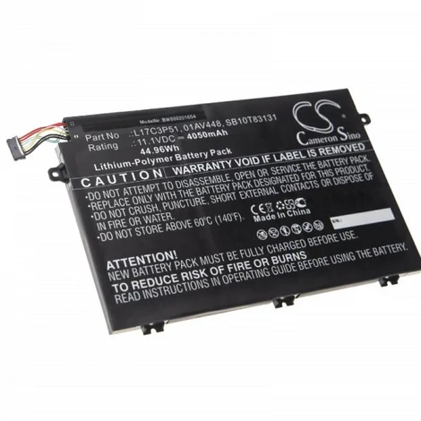 VHBW Laptop akkumulátor Lenovo ThinkPad E590 és mások számára – Helyettesíti L17C3P51 – 4050 mAh
