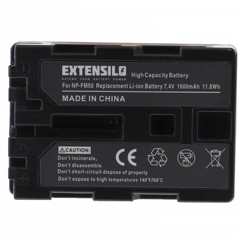 VHBW EXTENSILO Batéria pre Sony kompatibilná s NP-FM50, NP-FM55H a ďalšími – 1600mAh