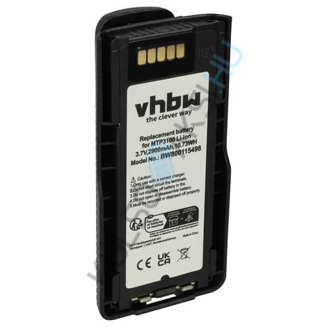 VHBW rádió csere akkumulátor Motorola NNTN8020B, NNTN8020AC, NNTN8020A, NNTN8020 - 2900 mAh 3,7 V Li-Ion