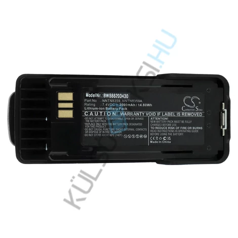 VHBW rádió csere akkumulátor Motorola NNTN8359A, NNTN8359, NNTN8359C - 2000 mAh 7,4 V Li-Ion + övcsipesz