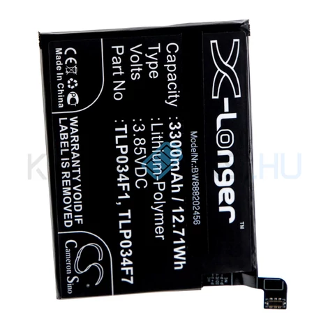 VHBW Telefon akkumulátor akku Alcatel TLP034F1, TLP034F7 - 3300mAh, 3.85V, Li-polymer