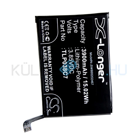 Batéria mobilného telefónu VHBW Alcatel TLP038C7 - 3900mAh, 3.85V, Li-polymer