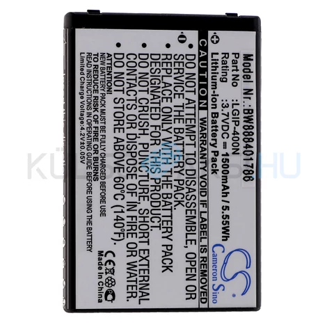 VHBW Telefon akkumulátor akku LG IP-400N, IP-400V, SBPL0102301 - 1500mAh, 3.7V, Li-ion
