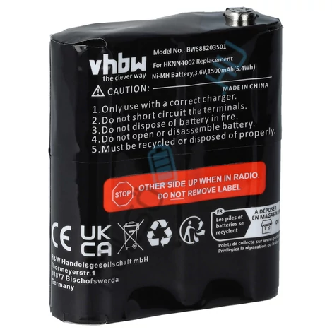 VHBW rádió csere akkumulátor Motorola 4002A, 56315, AP-4002, AP-4002H, 1532, 53615 - 1500 mAh 3,6 V NiMH