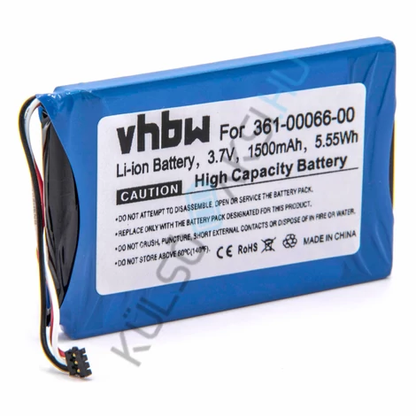 VHBW GPS csere akkumulátor Garmin 361-00066-00, 361-00066-10 - 1500 mAh, 3,7 V