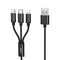 Remax Gition 3 az 1-ben nylon fonott USB - micro USB / Lightning / USB-C kábel, 2.8A, 1,15M, fekete