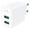 Acefast A33 Fali töltő, 2x USB, 18W, QC3.0 (fehér)
