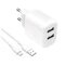 Puro PROLITE 10W 2x USB-A fali töltő + USB-A - USB-C kábel 1,2m - fehér