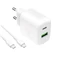 Puro PROLITE 30W USB-A / USB-C nástenná nabíjačka + USB-C - USB-C kábel 1,2m - biela