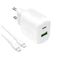 Puro PROLITE 20W USB-A / USB-C fali töltő + USB-C - USB-C kábel 1,2m - fehér