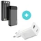 Dudao nagy teljesítményű powerbank 3 beépített kábellel 20000mAh + Baseus Fali töltő adapter csomag
