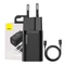 Baseus Super Si 1C 25W Gyors Töltő Adapter 1m USB-C - USB-C Kábellel (Fekete)