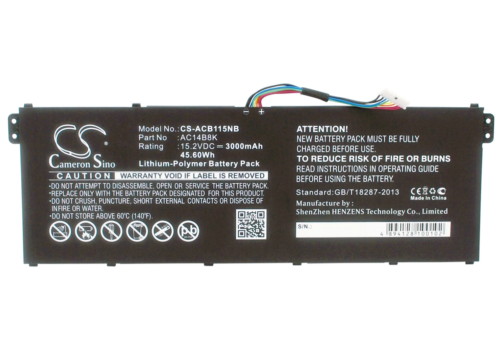 Cameron Sino 3000mAh Acer TravelMate B115-M,TravelMate B115-MP,Chromebook 11,Aspire E3-111,Aspire E3-112,Aspire E3-112M,Aspire E5-721,Aspire E5-731,Aspire E5-731G,Aspire E5-771 Batéria