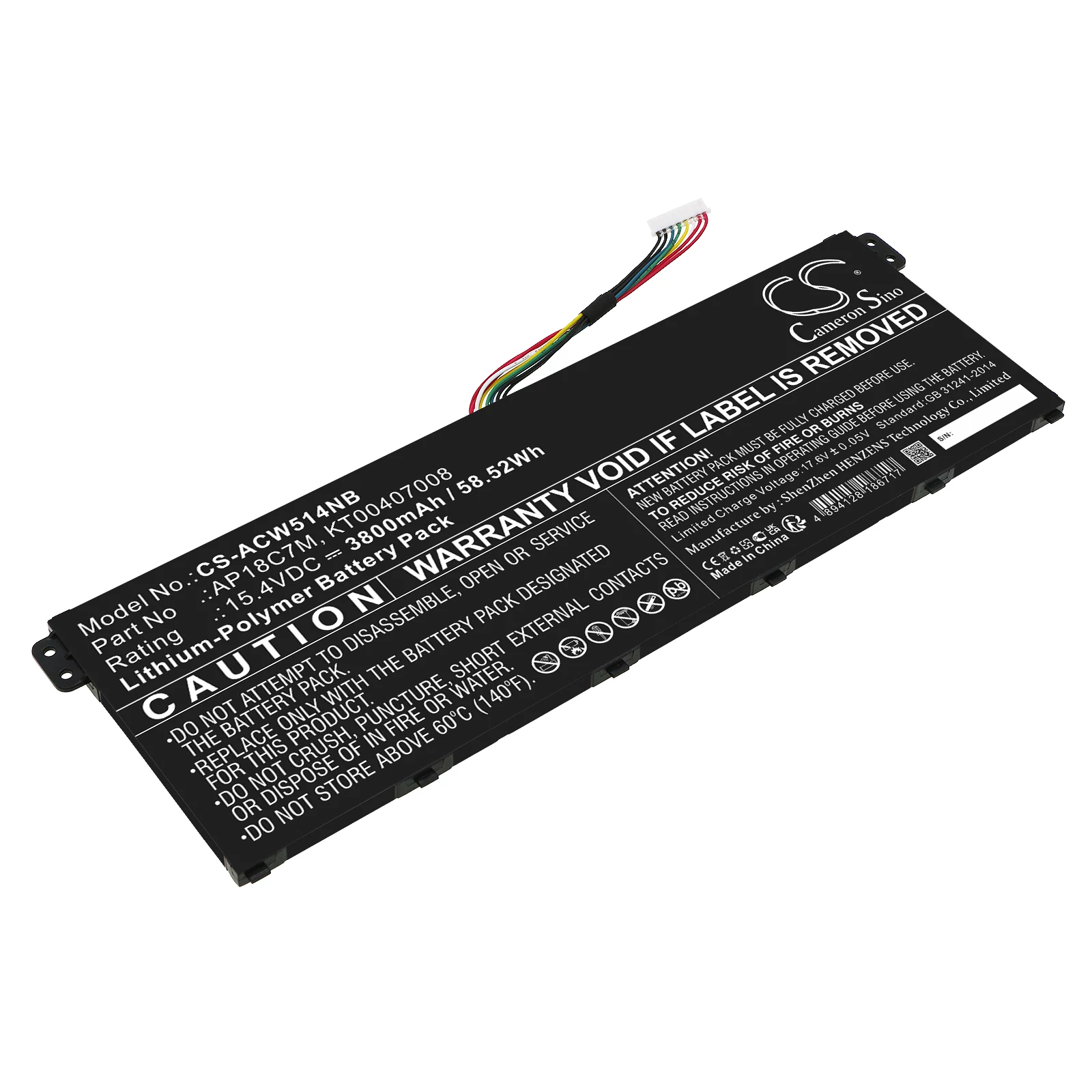 Cameron Sino 3800mAh Acer Swift 5 SF514-54GT-595G,TravelMate Spin P4 TMP414RN-51-72QA,Swift 3 SF316-51-77LN,ConceptD 3 Ezel CC315-72P-77NA,ConceptD 3 Ezel CC315-72P-74BY,Swift 5 SF514-54GT-73S8,Swift3 SF313-52-54TJ,Swift 5 SF514-55GT-580G,Swift 3 SF313-52